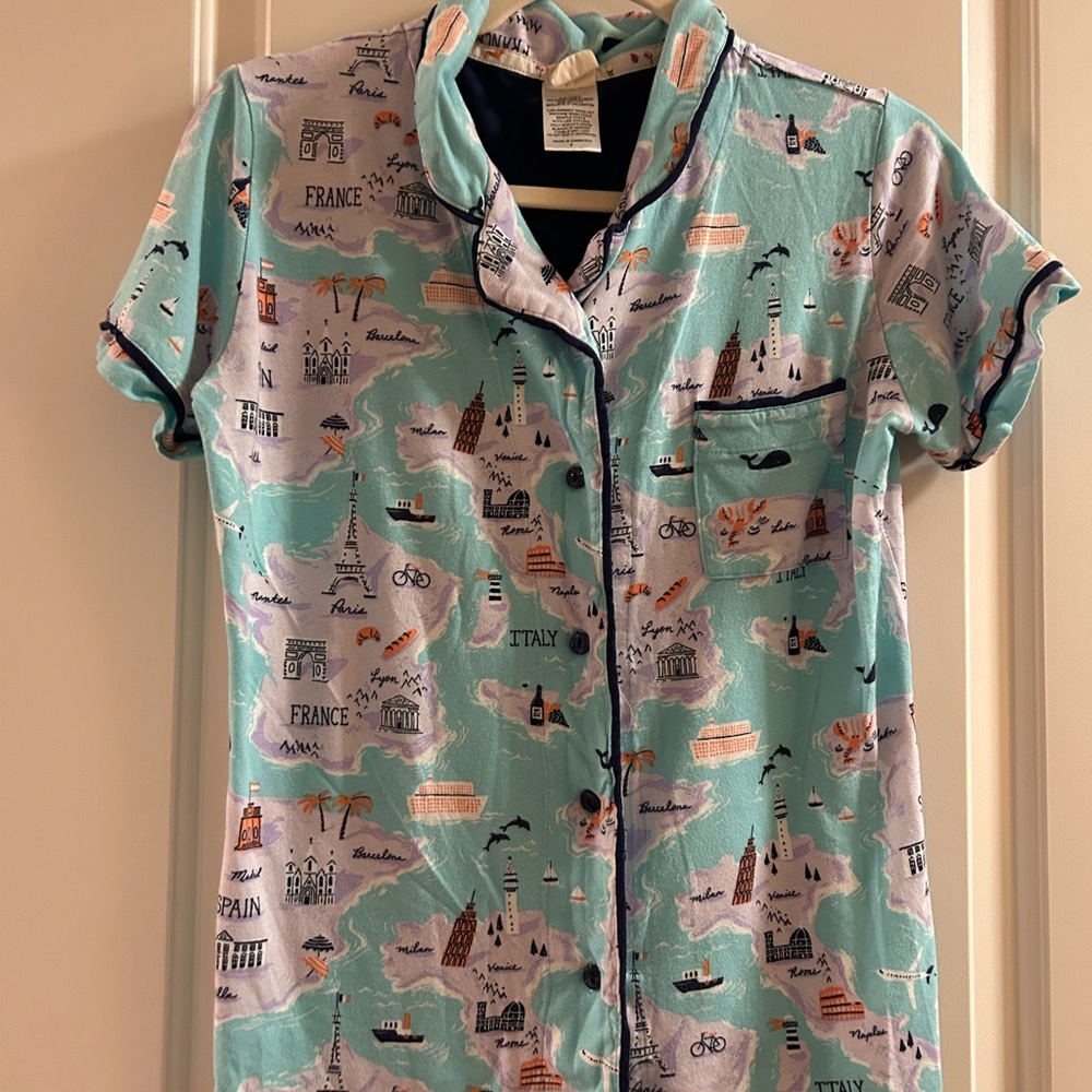 🐒🌎🙊munki munki 🌎 ‘around the world’ Map Print Pajama Set 🐒🌎🙈 - Picture 5 of 12
